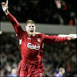 Neil Mellor jubilates at his late match-winner that gets Liverpool all of the points