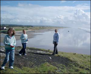 Richard Giblin's family at Pendine beach - Libby, Ellie and Sharon