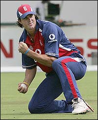 England's Kevin Pietersen takes a catch