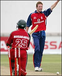 Collingwood celebrates taking a Zimbabwean wicket