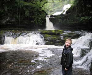 Steve Chapple's son Alex at the Ystradfellte Waterfalls 