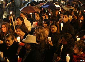 Demonstration against the violence