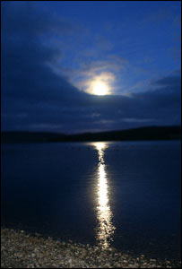 Full moon at Llyn Brenig, near Cerrigydrudion, north Wales, sent in by Eddie Parsons
