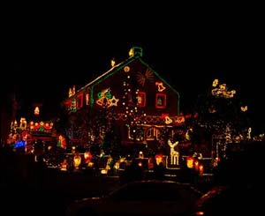 A picture of Christmas lights in Kilgetty, Pembrokeshire, taken by Rhys Owens