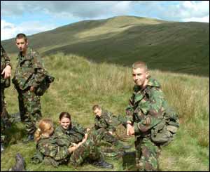 A small group of Gwent army cadets in the Brecon Beacons