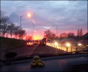 This photo of Mumbles Road in Swansea was taken during rush hour at sunset (Sara Moran, Swansea)