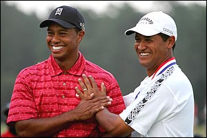 Tiger Woods and Michael Campbell