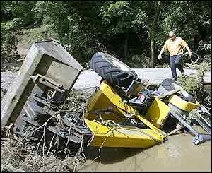 Overturned tractor