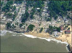 Aerial view of Hikkaduwa in Sri Lanka
