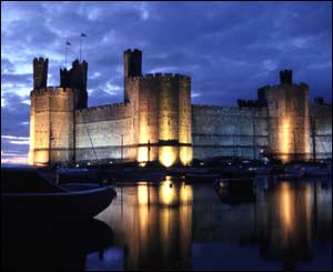 Caernarfon Castle after sunset, sent by Dave Bevan from Garnant