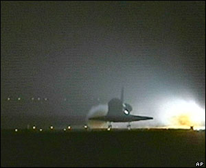 Shuttle lands
