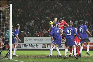 Talal El Karkouri scores a last minute goal for Charlton