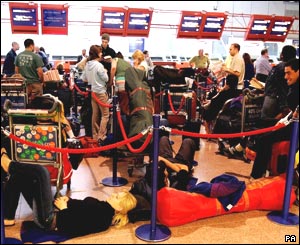 Queue at Heathrow Airport
