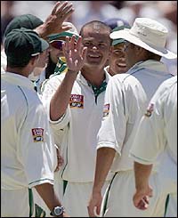 Langeveldt celebrates his five wicket haul