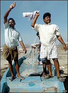 Waving from the beach, Nagapattinam