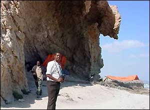Caves along the beach in Tulele, a fishing village on the coast of Somalia affected by the tsunami