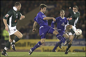 James Beattie helps create Everton's opener