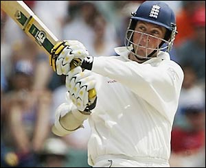 Marcus Trescothick steadies England's innings after a shaky start