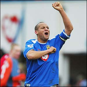 New Southampton midfielder Nigel Quashie in the colours of Portsmouth