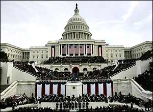 View of the US Capitol during the swearing-in of President Bush