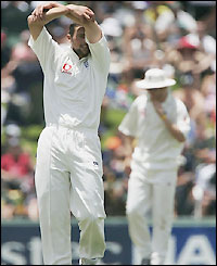Steve Harmison stretches as he looks for a breakthrough