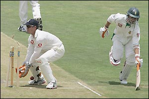 The bales tumble but Jacques Rudolph is safe