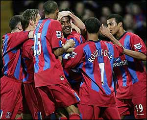 Palace celebrate Mikele Leigertwood's goal