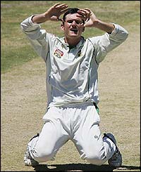 South African captain Graeme Smith is frustrated as his appeal is turned down