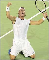 Hewitt shows how much it means to make the semis and he now faces Andy Roddick