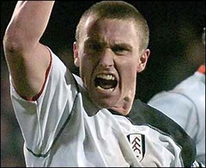 Lee Clark celebrates his late equaliser