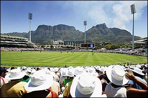 The huge crowd at Newlands basks in the sun