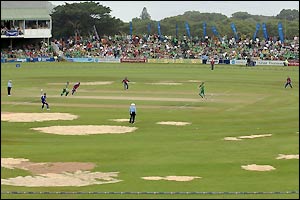 The field still shows signs of the heavy rain that caused a late start
