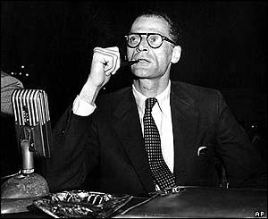 Arthur Miller before testifying at a hearing before the House Un-American Activities Committee 