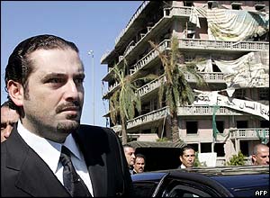 Saadeddine Hariri, the former prime minister's son, inspects the site 
