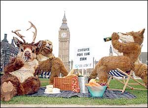 Anti-hunting protesters outside parliament