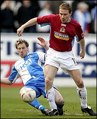 Blackburn's Andy Todd and Burnley's Ian Moore