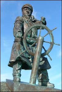 The statue of lifeboat hero Dic Evans in Moelfre, Anglesey, sent in by Gareth Roberts in Bangor