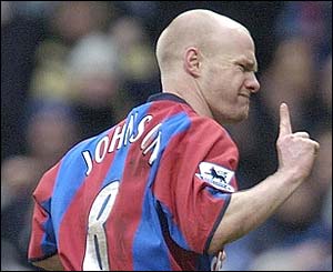 Andy Johnson celebrates the first of two penalties