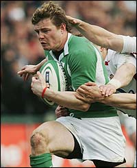 O'Driscoll scores a try for Ireland