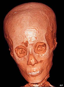Computerised image of Tutankhamun's head