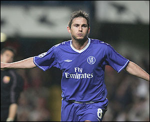 Frank Lampard celebrates scoring Chelsea's second goal of the game