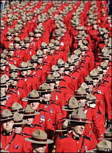 Hundreds of RCMP officers march to the memorial