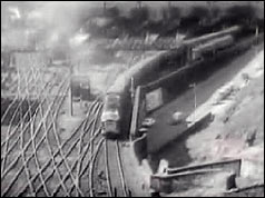 Train leaving a station