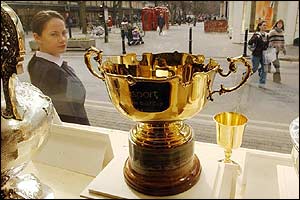 Sales assistant Sharon Molloy views the totesport Cheltenham Gold Cup