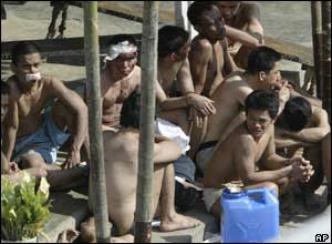 Detainees waiting to be processed by police - 15/3/05