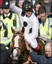 Robert Thornton celebrates on board Penzance