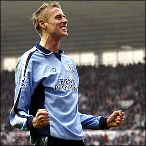 Peter Crouch after scoring at Middlesbrough 