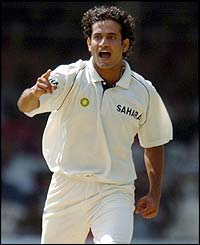 Irfan Pathan celebrates dismissing Yasir Hameed