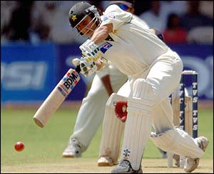 Pakistan's Younis Khan plays a stroke