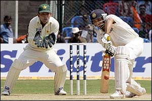 VVS Laxman plays a cover drive